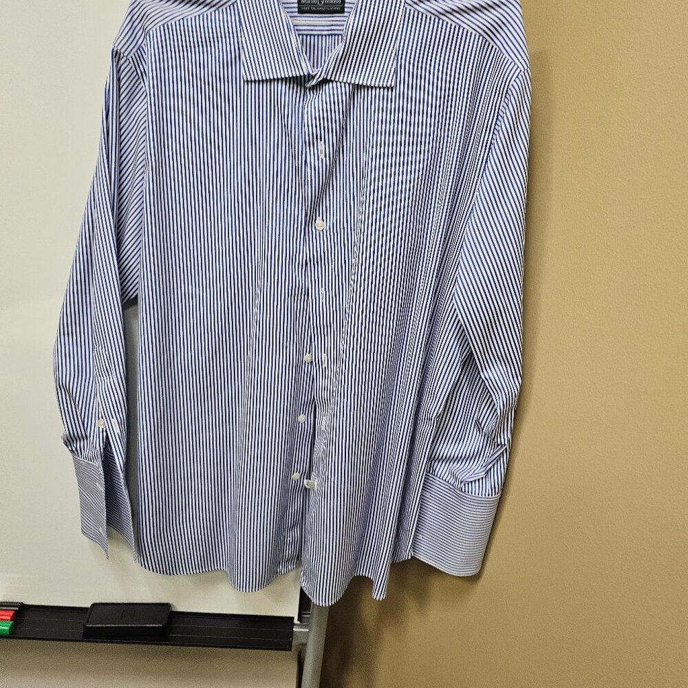Blue Striped French cuff dress shirt XXL